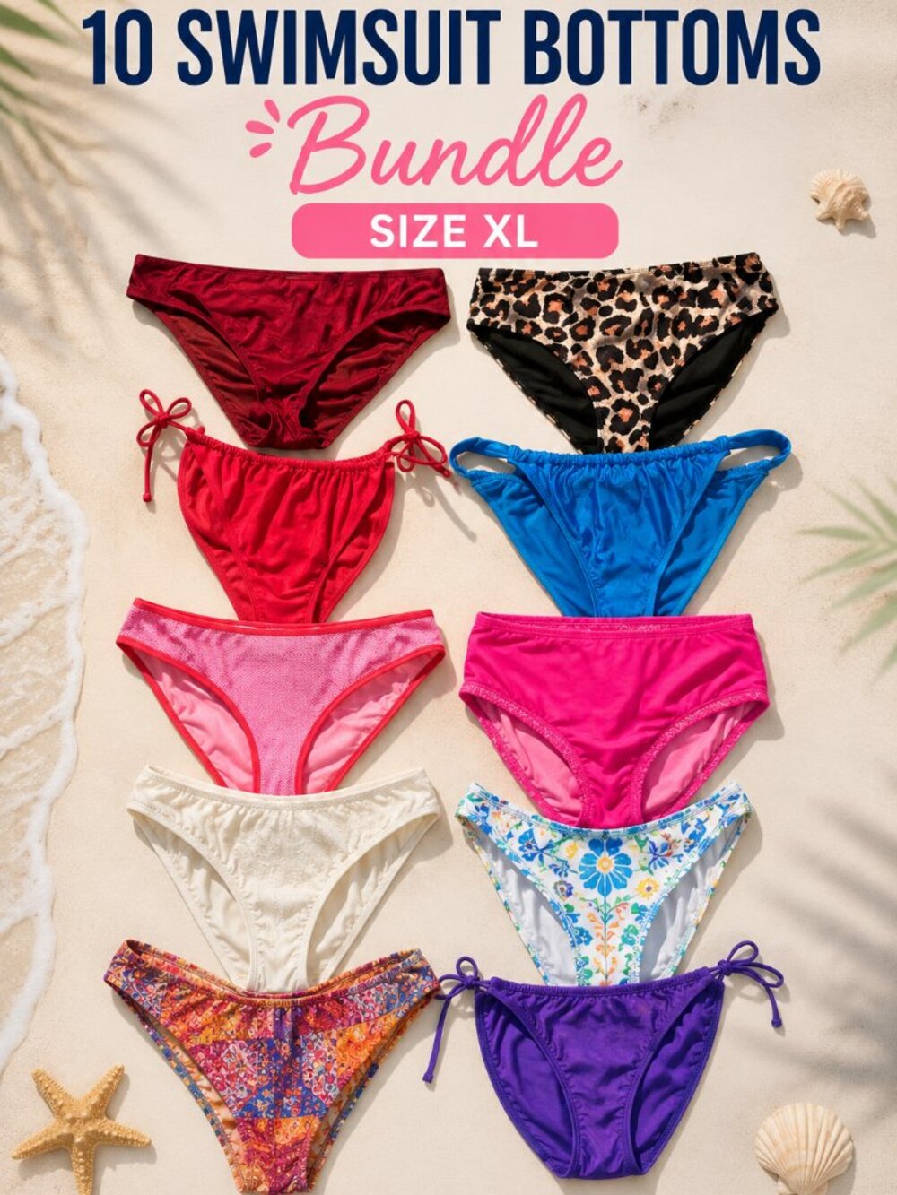 Set of 10 Women's Swimsuit Bottoms Bundle, XL - Shade & Shore, Wild Fable & More